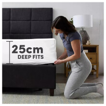 (White , Single (90 x 191 cm)) Fitted Sheet Bed Sheets Extra Deep 25CM Single Double King Sizes