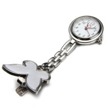 Verpleegstersklok Hartslagmeter Zakhorloge Kwarts Vlinder Motief Wit