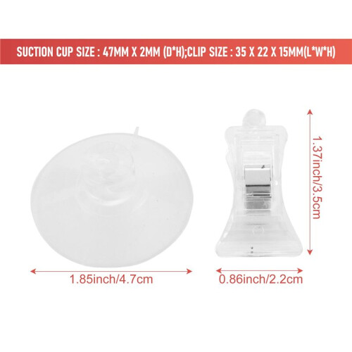 2 PCS 47mm Clear Plastic Wall Suction Cup Clip Clamp 2