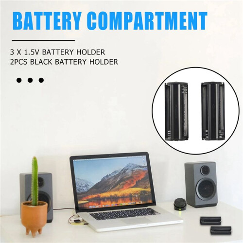 2Pcs Black Battery Holder for 3 x 1.5V AAA Batteries Flashlight Torch 2
