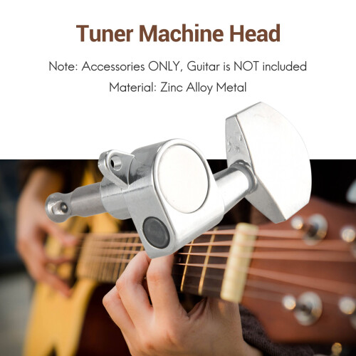 6 Pieces Silver Acoustic Guitar Machine Heads Knobs Guitar String Tuning Peg Tuner(3 for Left + 3 for Right) 2