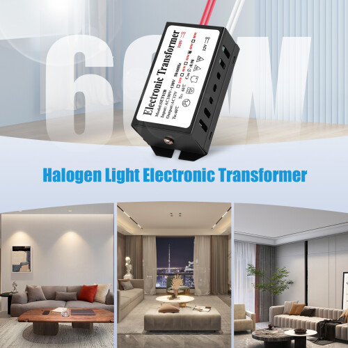 110V Trasformatore Elettronico Per Lampada Alogena 12V 60W Trasformatore Elettronico Nero 2