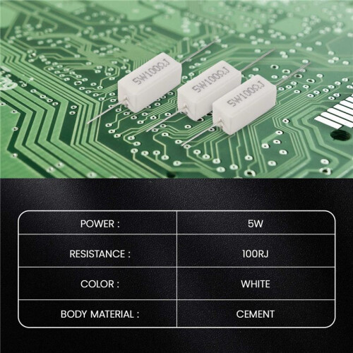 10x Wirewound Ceramic Cement Resistors 100 Ohm 5W Watt 5% 2