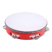 8 Inch Muzikale Tamboerijn Tamborine Drum Ronde Percussie Cadeau voor KTV Party Rood