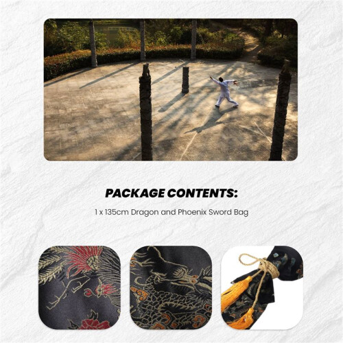 135cm Dragon E Phoenix Katana Samurai Sword Bag Tissu Black 2