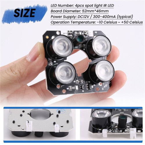 4 array IR led Spot Light Infrared 4x IR LED board for CCTV cameras night vision (52mm diameter) 2