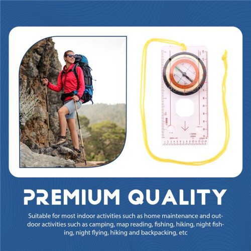 Baseplate Ruler Compass Map Scale Magnifier With Strap Camping Hiking OCOMP7198 2