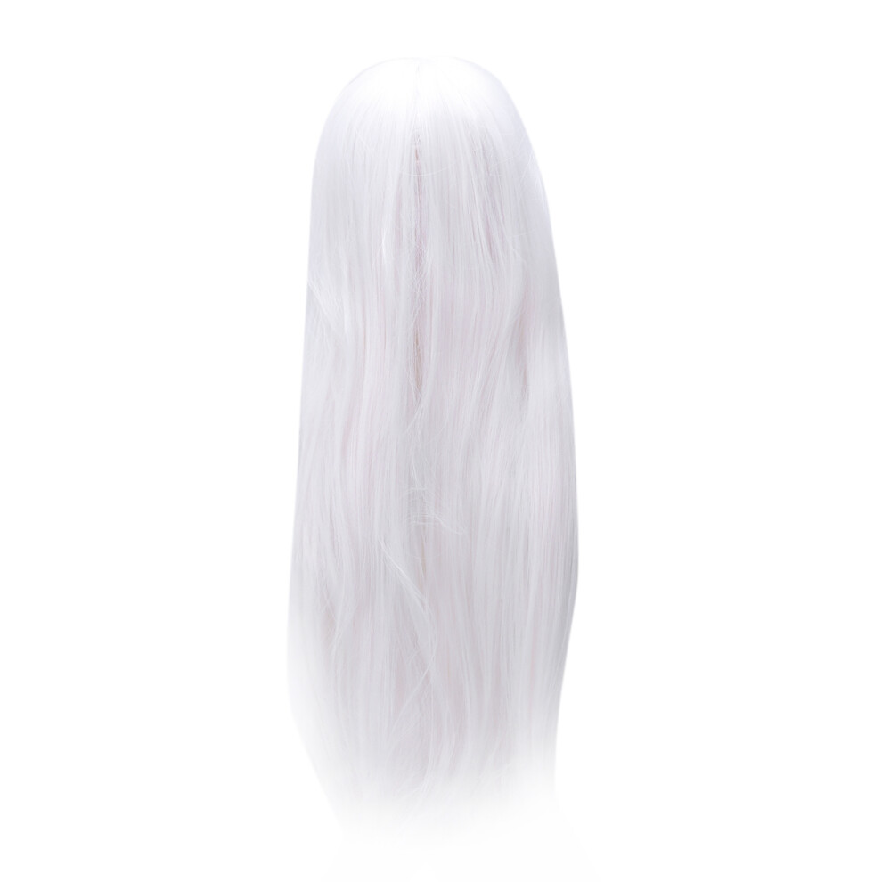 Unisex White Anime Long Straight Hair Wig Cosplay Long Straight Costume,