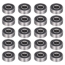 Paquete de 20 608-2Rs Rodamiento de Bola - Rodamiento de Bola de Ranura Profunda en Miniatura Sellado de Goma Doble para Patinetas, Patines en Línea,