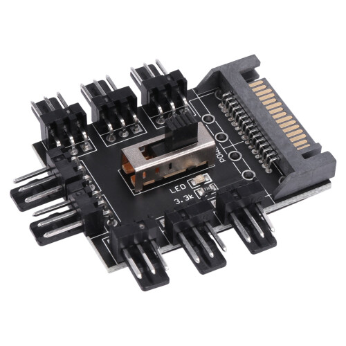 Multi Way Splitter Cooler Cooling Fan Hub PC Computer  1 to 8 3pin 12V Power Socket PCB Adapter XXM8 1