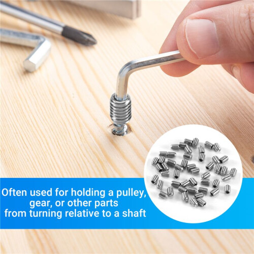 M3 x 4mm Acero inoxidable Hexagonal Socket Set Cap Point Grub Screws 50pcs 2