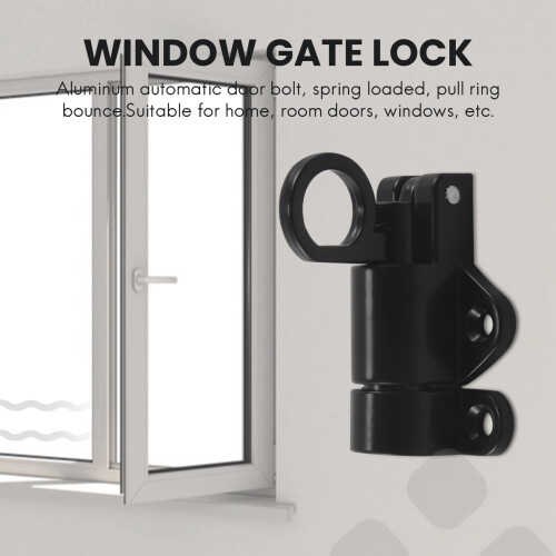 Aluminum Alloy Security Automatic Window Gate Lock Spring Bounce Door Bolt , Black 2