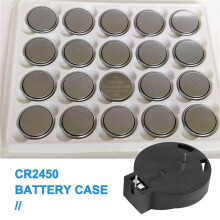 2 Stueck CR2450 Muenzen Zellen-Knopf-Batterie Einfassung Halter Gehaeuse 2 Stifte Schwarz