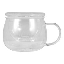 3 In 1 Set Clear Heat Resistant Tea Coffee Cup With Tea Infuser Filter Lid Use For Home Office