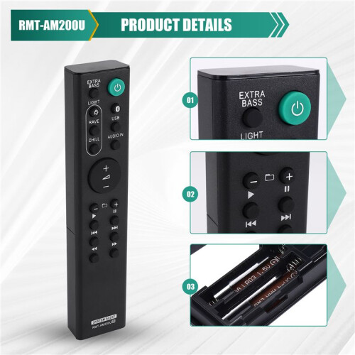 New Replacement Remote for  RMT-AM200U GTK-XB7 Speaker System 2