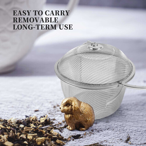Extra Large Stainless Steel Twist Lock Mesh Tea  Tea Infuser with Hook Chain 2