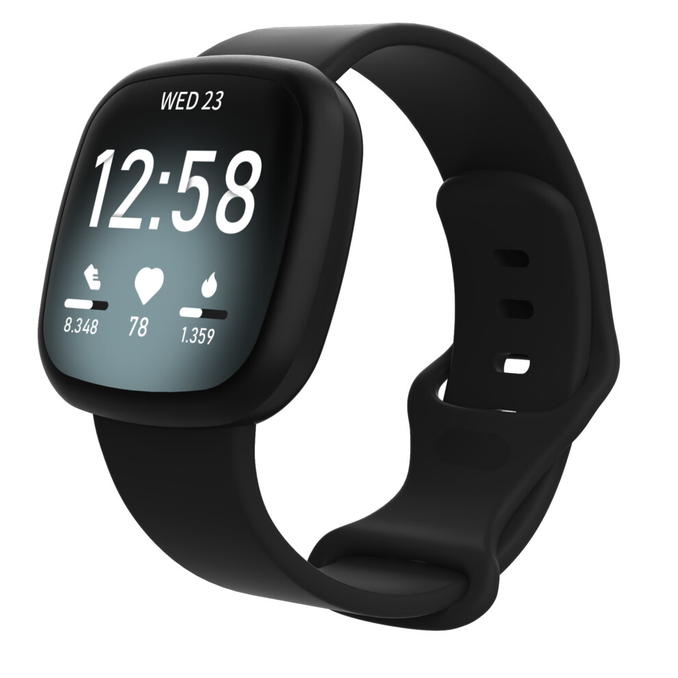 Silicone Watch Strap For Fitbit Versa4/Fitbit Sense2/Fitbit Versa3/Fitbit Sense S Black 7314280659395
