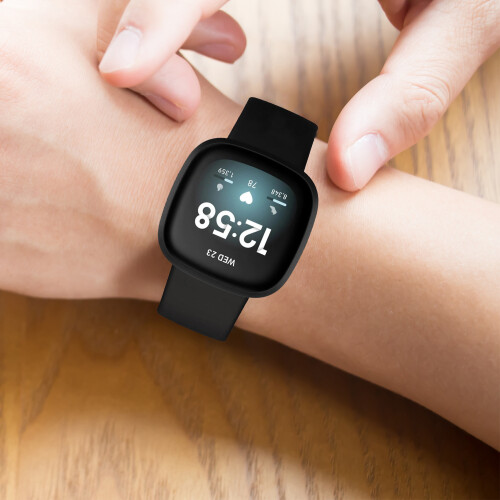 Silicone Watch Strap for Fitbit Versa4/Fitbit Sense2/Fitbit Versa3/Fitbit Sense Black S 2