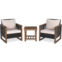 Ensemble de 3 meubles de jardin en rotin, ensemble de salon en polyrotin avec coussins de siège lavables, ensemble de sièges d'extérieur