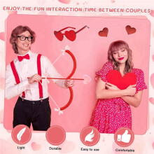 Cupid Costume Women Kit with Bow&Arrow, Earrings , Gloves,Heart Headband, Sunglasses, and Stockings B