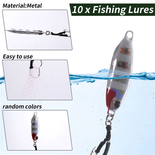 10 Teile/Satz Metall Jig Spoon Lure Kunstköder Shore Slow Jigging Bass Fishing Tackle Harter Köder 30g 1