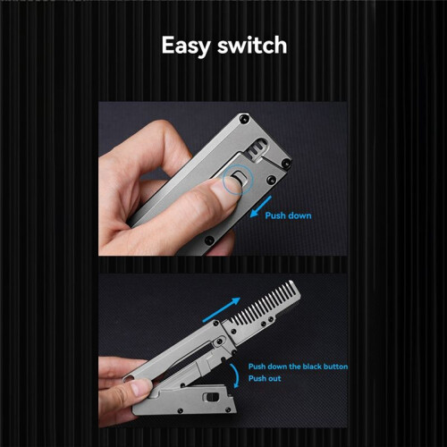 Titanium Alloy Folding Comb Multi-Function EDC Utility Window Breaker Replaceable Comb Outdoor Camping Tools 2
