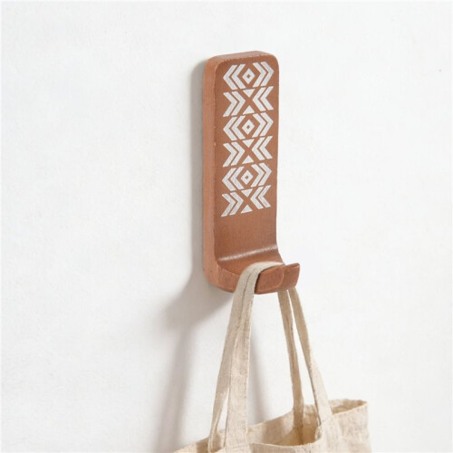 3 Pack Non-Destructive Wood Wall Hooks - Adhesive Wall Hooks - Boho Decorative Wall Hooks 2