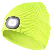 Bonnet LED Unisexe avec Lampe Torche Rechargeable par USB pour L'Hiver, Bonnet de Noël avec Lumière, Lampe Frontale LED pour Homme C