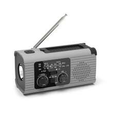 2000mAh Tragbare LED-Notleuchten mit SOS-Radio Outdoor-Camping Solarladefunktion FM-Radio Tragbare Lampen Grau
