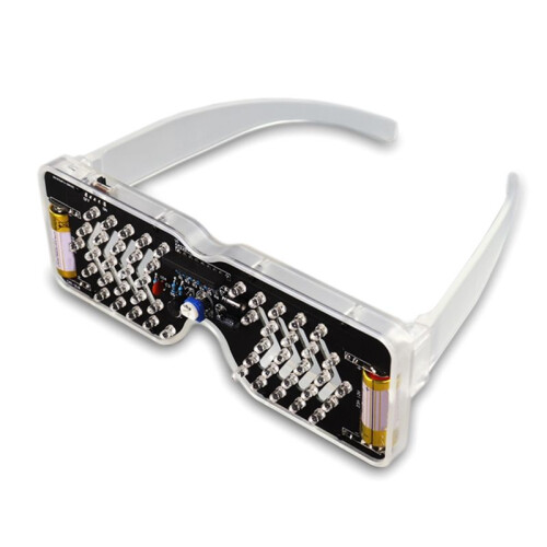 Voice Activated LED Light Emitting Glasses Making Kit Light-Emitting Diode Light DIY Electronic Kit Soldering Assembly,A