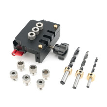 Self Centering Doweling Jig Kit, Drill Guides Locator for Straight Holes Biscuit Joiner Multifunctional Woodworking Tool