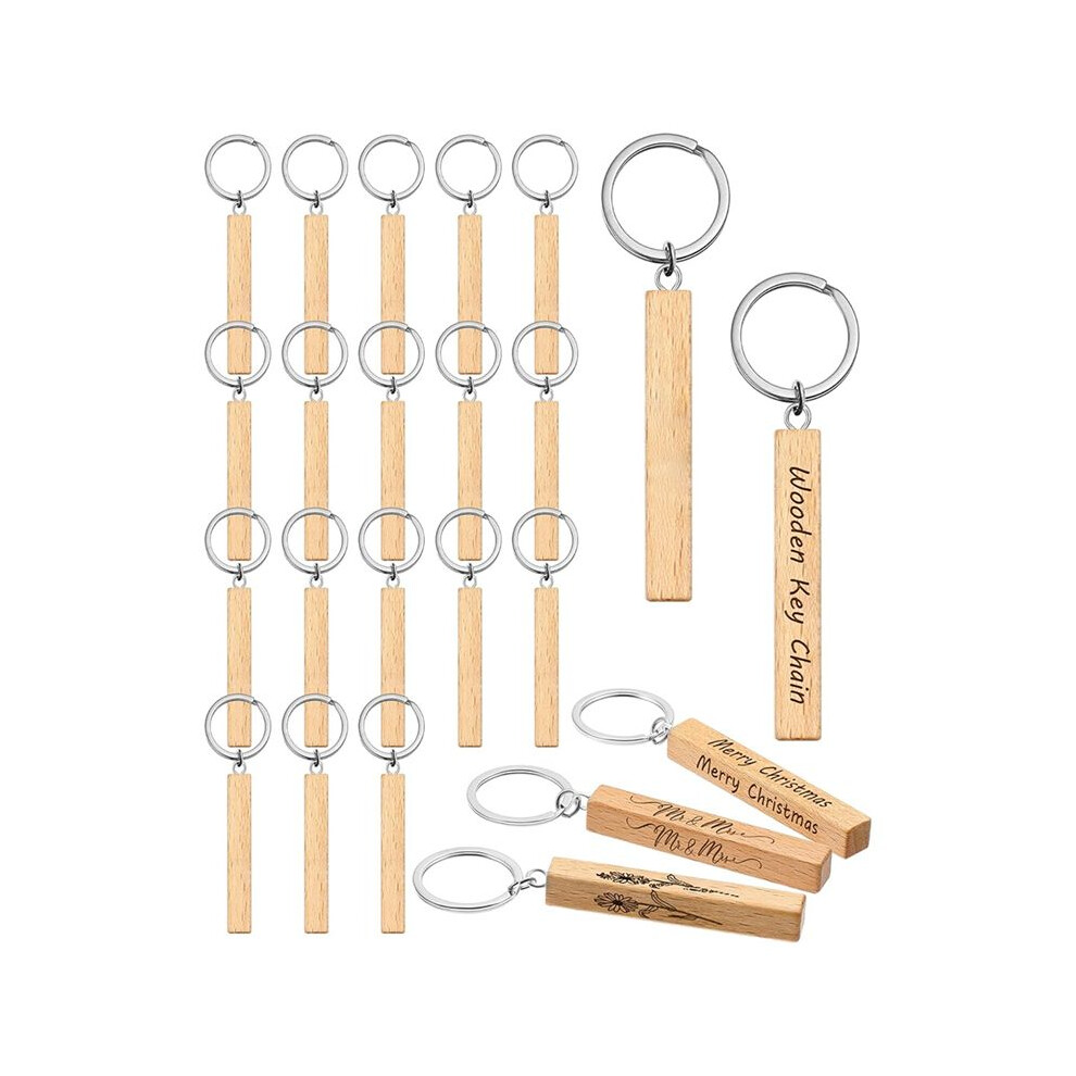 24Pcs Blank Wooden Keychains Rectangle Diy Wooden Blank Keychains Rectangle,Diy,Wooden Crafts Gifts 4711414584593