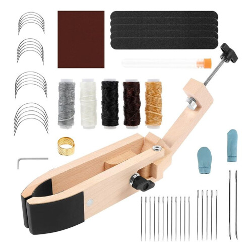 Leather Sewing , Solid Table Desktop Horse Clamp,Versatile Stitching Leather Wood Clip with Handle for DIY
