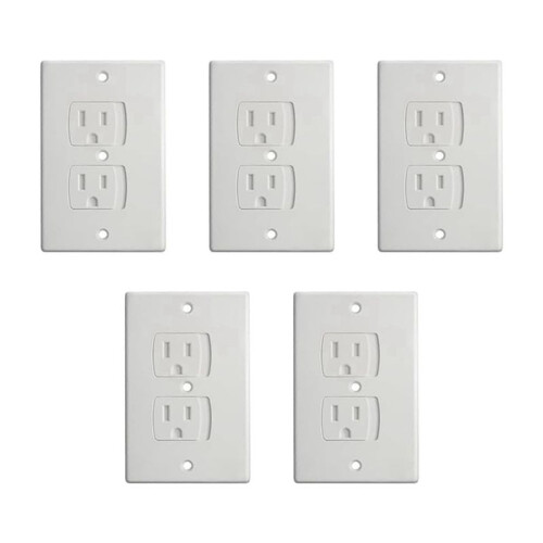 Self-Closing Socket Cover, White Safety Wall Electrical Socket, Matching Screws, for Baby Protection.