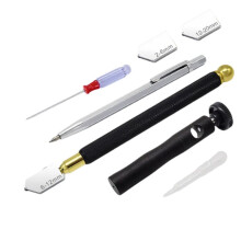 Glass Knife Set Oil-Filled Glass Knife Marking Pen Set Black Handle Glass Cutter