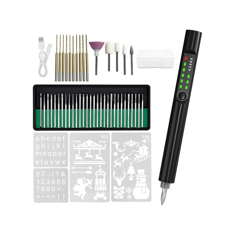 41Pcs Engraving Pen Set With Led Light,Usb Rechargeable Cordless Engraving Machine,Engraving Tools For Artists And Diy 6033650047686