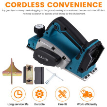 For  18V Rechargeable Lithium Battery Powered Handheld Woodworking Tool Brushless Cordless Electric Planer