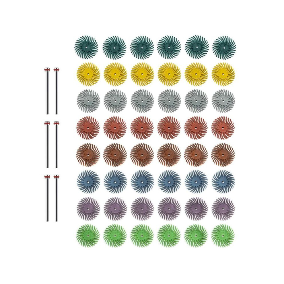48Pcs 1 Inch Radial Bristle Disc Kit With 3Mm Shank For Rotary Tools Detail Abrasive Wheel For Jewelry Wood Metal 4711494738558