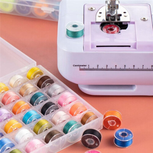36pcs Sewing Threads and Bobbins,Colors Sewing Thread Set with Storage Plastic Box Home Sewing Machine Polyester 2