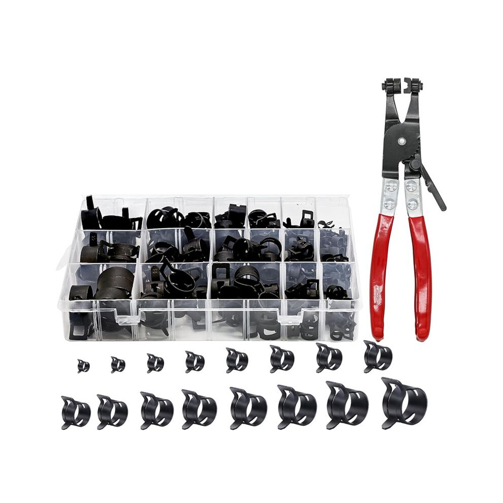 130Pcs 6-25Mm Spring Band Hose Clamps With Swivel Hose Clamp Plier Assortment Kit,Constant Tension Hose Clamp Fuel 4713464851489