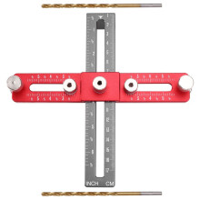 Handle Punching Positioner, Drawer Cabinet Door Handle Installation Aids Woodworking Hole Cutting Tool Red + Gray