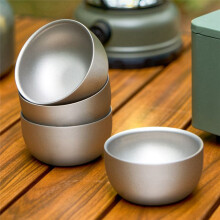 Titanium Cup Pure Titanium Tea Cup 45ml Double Layer Teacup for Camping Hiking Backpacking Home Office 3PCS Tea Cup