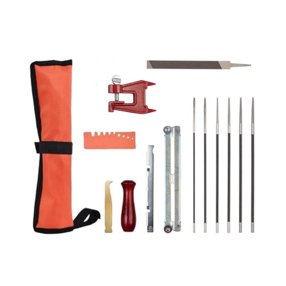 14 Pack Chainsaw File Kit, Chainsaw Sharpener With Stump Vise Round Files, Complete Chain Sharpening Tool Set 6031271011307