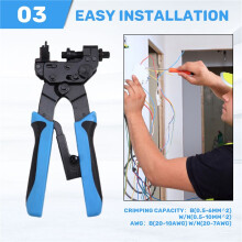 Pince à Sertir Professionnelle Tl-H510B 0,5-6 mm² pour Sertissage de Câbles de Type F, BNC, RCA, RG 59 et RG6.