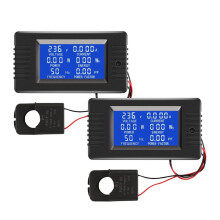2 Stuks AC-Spannings-Stroom-Vermogenspaneelmeter LCD-Digitaal Display-Ampèremeter-Multimeter met Gesplitste Kernstroomtransformator