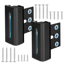 Home Security Door Reinforcement Lock, Front Door Locks for Kids Safety Withstand 800 Lbs, Door Lock 2 Pack Black