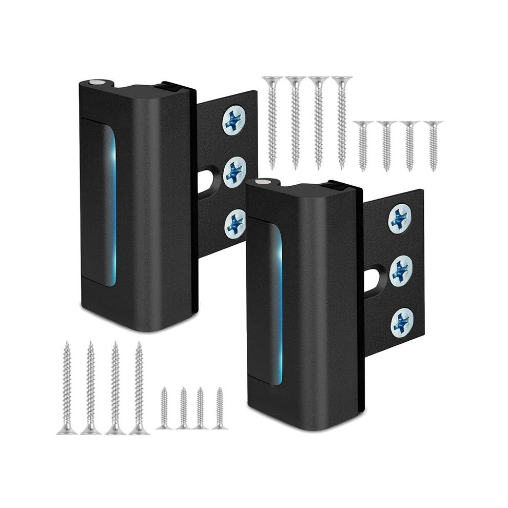 Home Security Door Reinforcement Lock, Front Door Locks For Kids Safety Withstand 800 Lbs, Door Lock 2 Pack Black 4713086593316