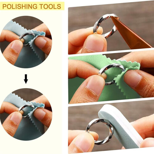 Ring Sizing Tool Kit Ring Making Plastic Ring Sizer Rubber Hammer Saw Polishing Cloth Wooden Stick Ring Making Tools 1