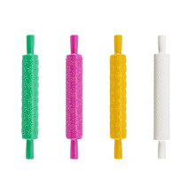 4Pcs Clay Modeling Pattern Rollers Kit 4 Colors Leather Texture Roller Plastic Rolling Pin Polymer Clay for DIY Handmade