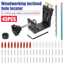 45pcs Hole Jig Kit Dowel Drill Joinery Screw Kit Carpenters Wood Woodwork Guides Joint Angle Tool Carpentry Locator,A